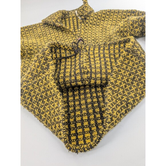 Ends Of The Earth 100% Wool Handmade in Ecuador Yellow Black Button Coat Size L - Picture 9 of 10